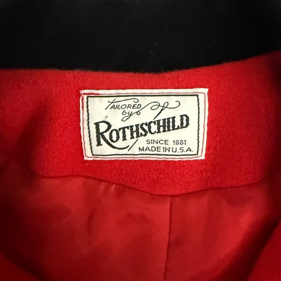 Rothschild Girls Red Wool Coat with Black Accents - Picture 2 of 5